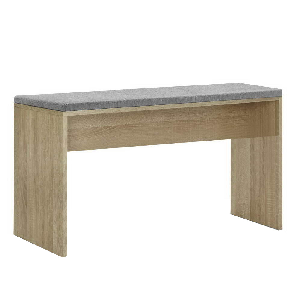 Dining Bench with Upholstered Cushion - Oak 90cm