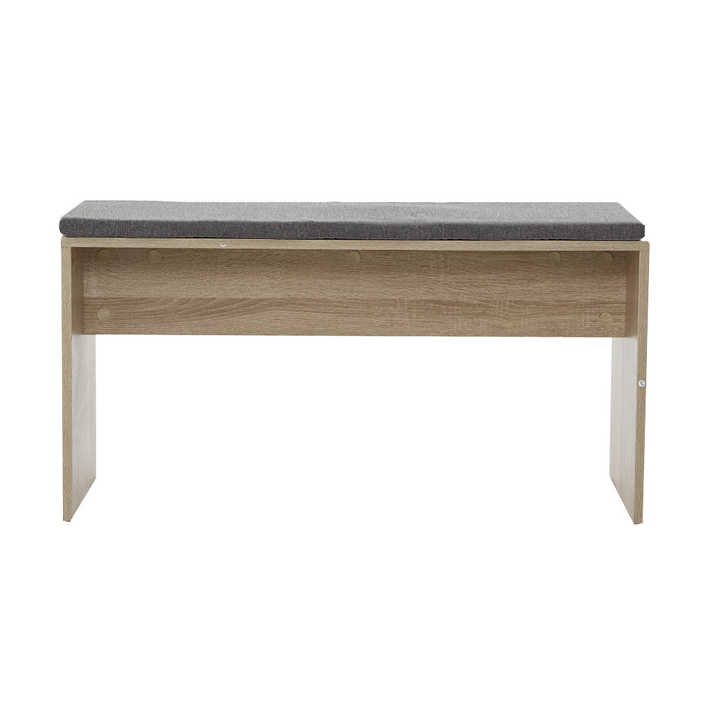 Dining Bench with Upholstered Cushion - Oak 90cm