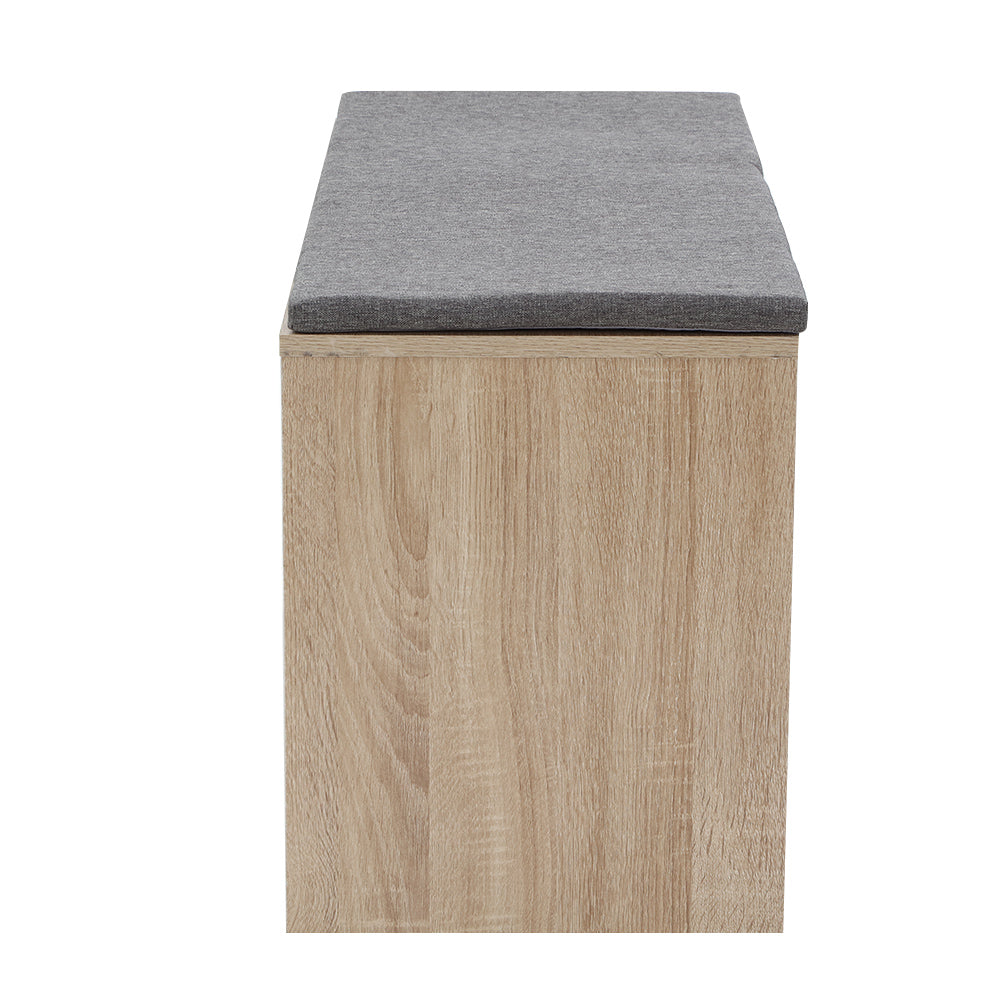 Dining Bench with Upholstered Cushion - Oak 90cm