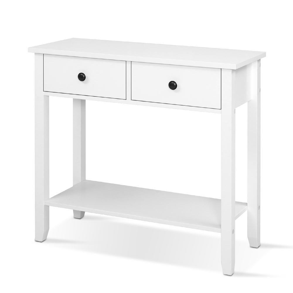 Hallway Console Table with 2 Drawers - White