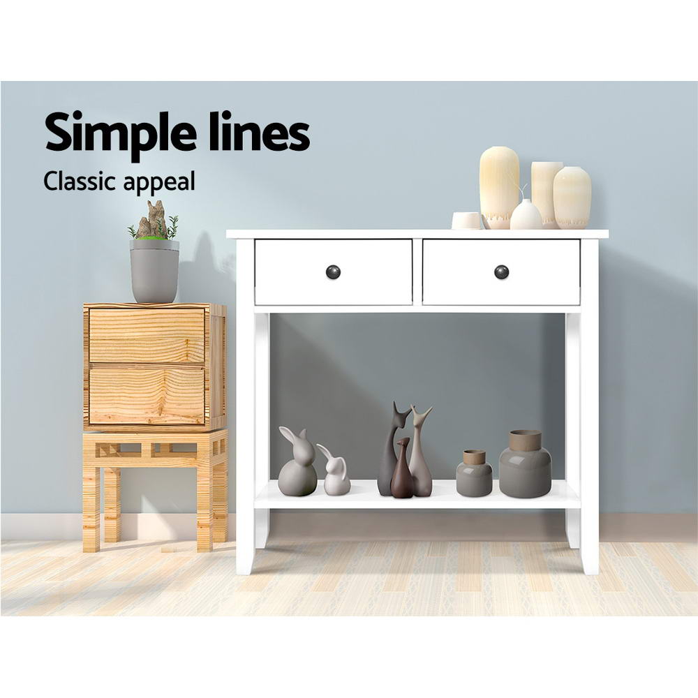 Hallway Console Table with 2 Drawers - White