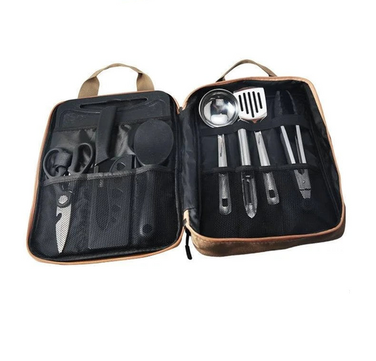 8-Piece Camping Kitchen Cookware Set Khaki