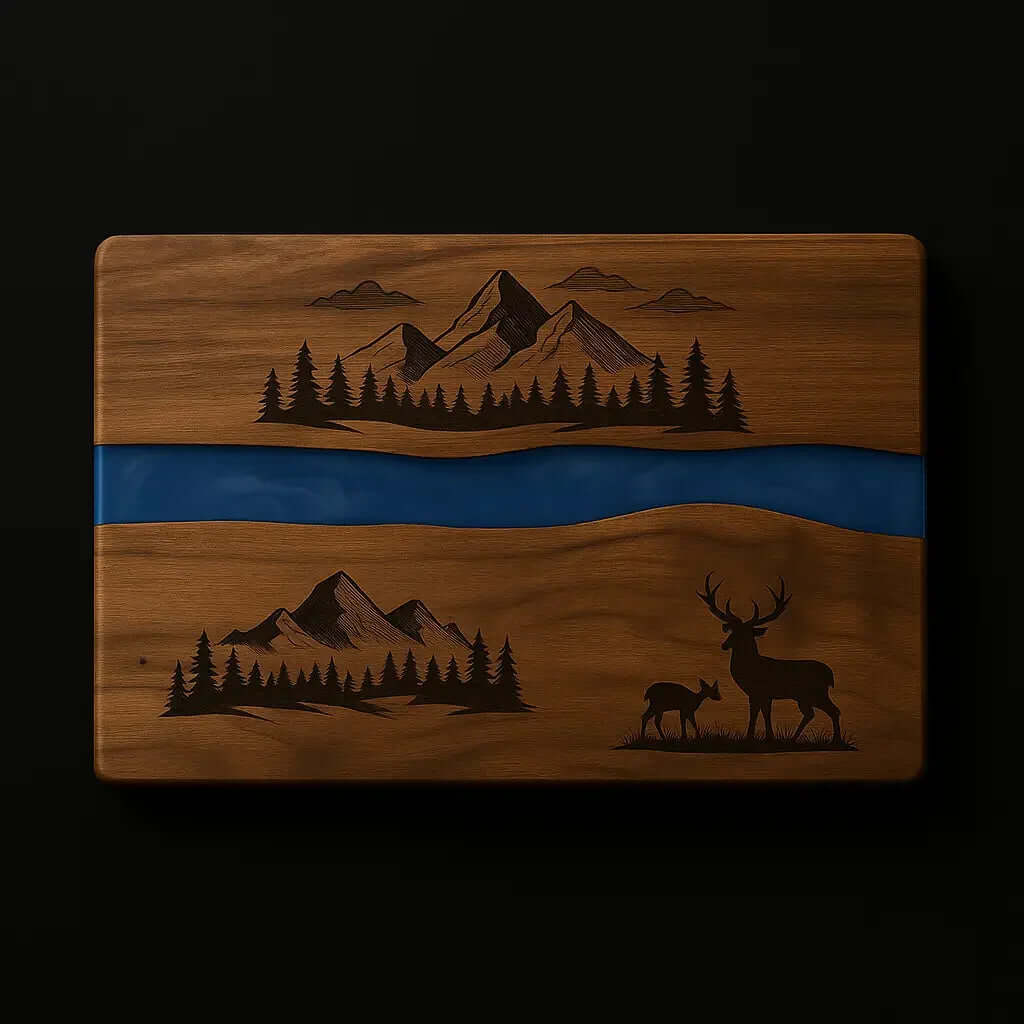 Acacia Wood Serving Board with Blue Pearl Resin Inlay